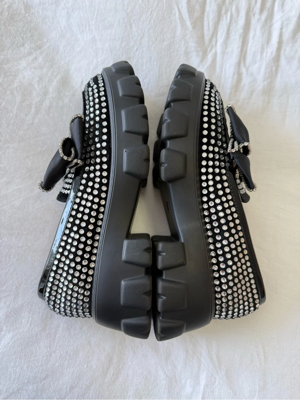 Betsey Johnson | Women’s 10 | Black Vincent Chunky Platform Loafers Rhinestone